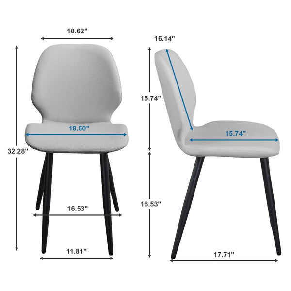English Elm Light Grey Shell Shaped Suede Dining Chairs with Metal Legs Sculpted Set of 4 T3967P409047