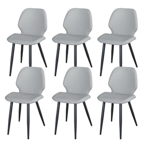 English Elm Light Grey Suede Shell Back Dining Chairs Set of 6 with Sleek Metal Legs Modern T3967P409066