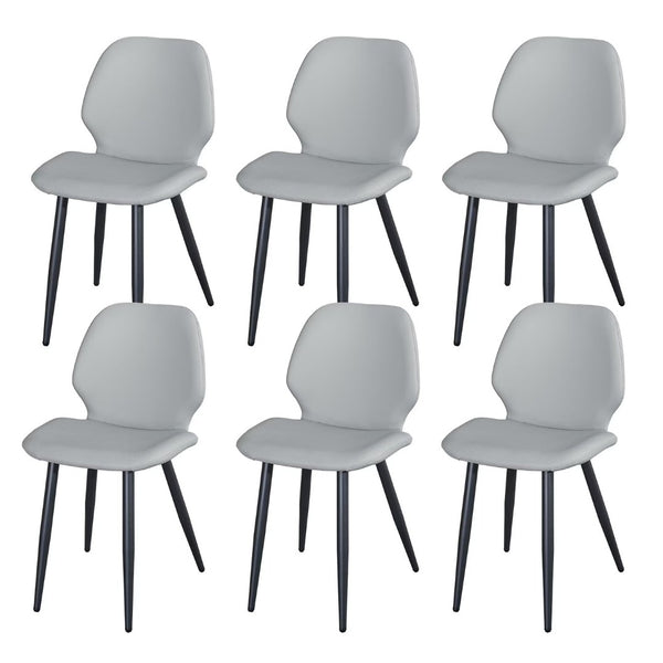 English Elm Light Grey Suede Shell Back Dining Chairs Set of 6 with Sleek Metal Legs Modern T3967P409066