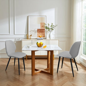 English Elm Light Grey Suede Shell Back Dining Chairs Set of 6 with Sleek Metal Legs Modern T3967P409066