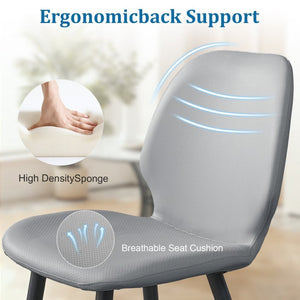 English Elm Light Grey Suede Shell Back Dining Chairs Set of 6 with Sleek Metal Legs Modern T3967P409066