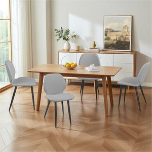 English Elm Light Grey Suede Shell Back Dining Chairs Set of 6 with Sleek Metal Legs Modern T3967P409066