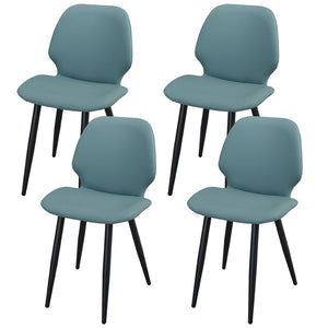 English Elm Green Suede Shell Back Dining Chairs with Metal Legs Upholstered Set of 4 T3967P409118