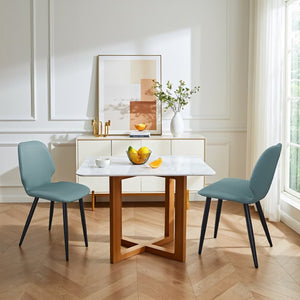 English Elm Green Suede Shell Back Dining Chairs with Metal Legs Upholstered Set of 4 T3967P409118