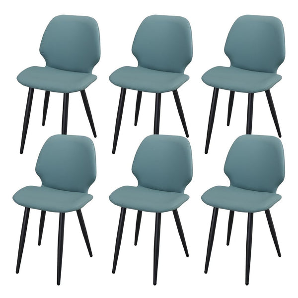 English Elm Green Suede Shell Chair Set of Six Sculptural Dining Seating with Sturdy Metal Legs T3967P409151