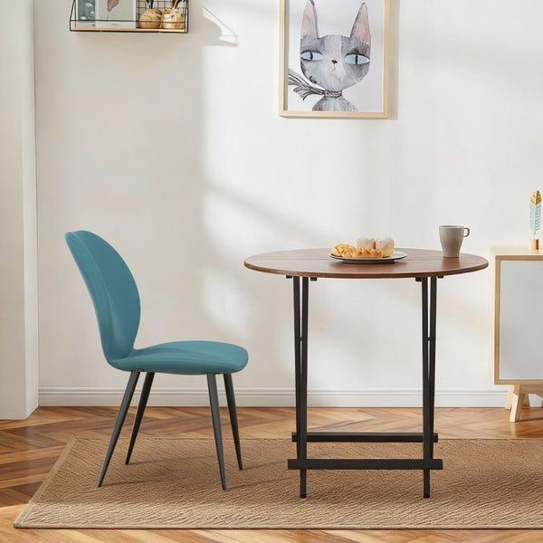 English Elm Green Suede Shell Chair Set of Six Sculptural Dining Seating with Sturdy Metal Legs T3967P409151