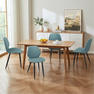 English Elm Green Suede Shell Chair Set of Six Sculptural Dining Seating with Sturdy Metal Legs T3967P409151