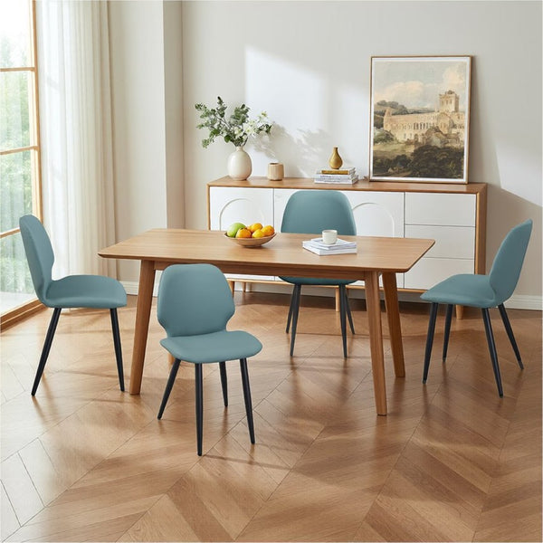 English Elm Green Suede Shell Chair Set of Six Sculptural Dining Seating with Sturdy Metal Legs T3967P409151