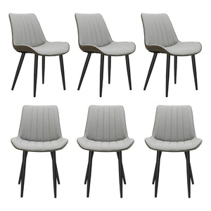 English Elm Light Grey Two-Tone PU Leather Armless Dining Chairs Wave Upholstery Set of 6 T3967P409178