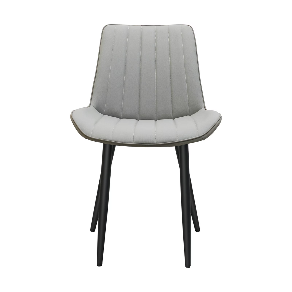 English Elm Light Grey Two-Tone PU Leather Armless Dining Chairs Wave Upholstery Set of 6 T3967P409178