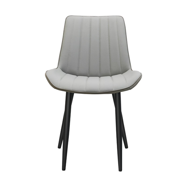 English Elm Light Grey Two-Tone PU Leather Armless Dining Chairs Wave Upholstery Set of 6 T3967P409178