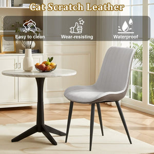 English Elm Light Grey Two-Tone PU Leather Armless Dining Chairs Wave Upholstery Set of 6 T3967P409178