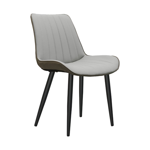 English Elm Light Grey Two-Tone PU Leather Armless Dining Chairs Wave Upholstery Set of 6 T3967P409178