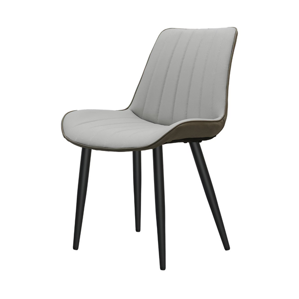 English Elm Light Grey Two-Tone PU Leather Armless Dining Chairs Wave Upholstery Set of 6 T3967P409178