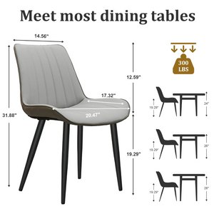 English Elm Light Grey Two-Tone PU Leather Armless Dining Chairs Wave Upholstery Set of 6 T3967P409178