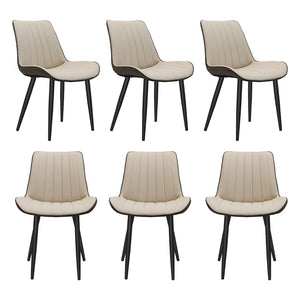 English Elm Khaki Wave Textured PU Leather Dining Chairs Set of 6 with Sturdy Metal Legs T3967P409194