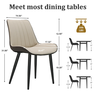 English Elm Khaki Wave Textured PU Leather Dining Chairs Set of 6 with Sturdy Metal Legs T3967P409194