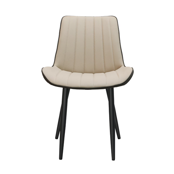 English Elm Khaki Wave Textured PU Leather Dining Chairs Set of 6 with Sturdy Metal Legs T3967P409194