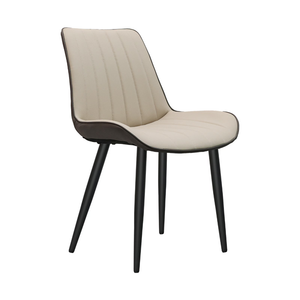 English Elm Khaki Wave Textured PU Leather Dining Chairs Set of 6 with Sturdy Metal Legs T3967P409194