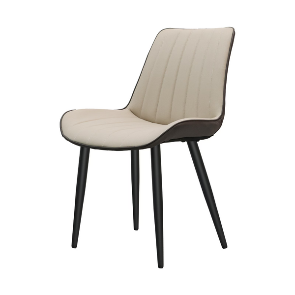 English Elm Khaki Wave Textured PU Leather Dining Chairs Set of 6 with Sturdy Metal Legs T3967P409194