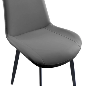 English Elm Grey Upholstered Dining Chairs Set of 2 with Tapered Metal Legs for Modern Interiors T3967P410309