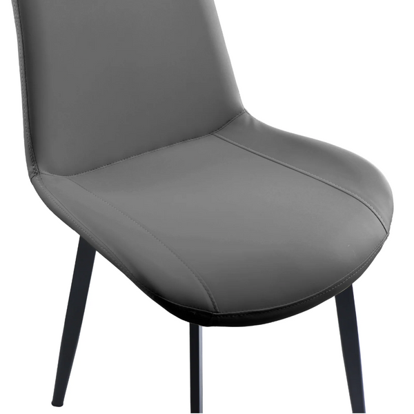 English Elm Grey Upholstered Dining Chairs Set of 2 with Tapered Metal Legs for Modern Interiors T3967P410309