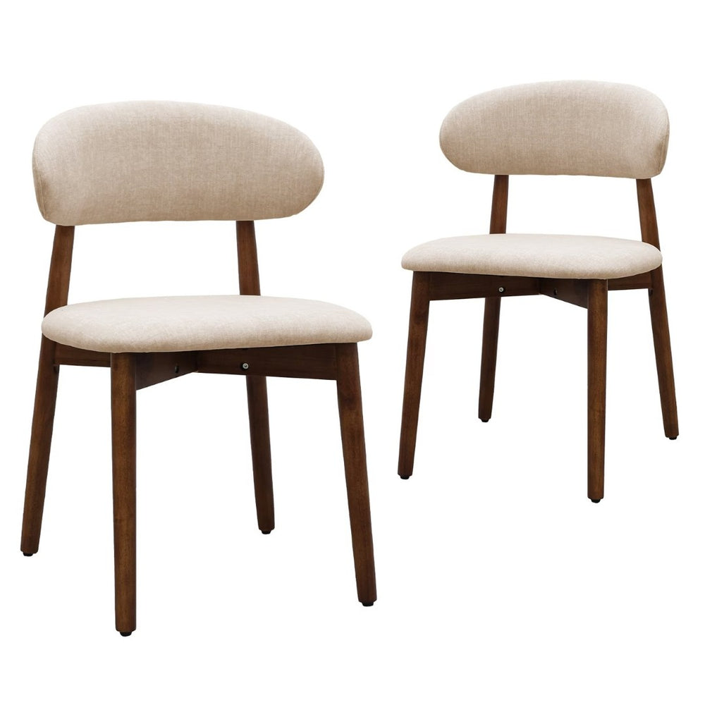 English Elm Light Camel Flannelette Dining Chairs Suede Cushion Walnut Wood Legs Set of 2 T3967P419127