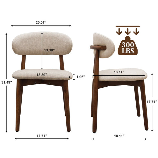 English Elm Light Camel Flannelette Armless Dining Chairs Set of 4 with Walnut Wood Legs T3967P419134