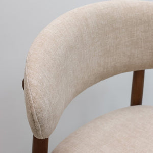 English Elm Light Camel Flannelette Armless Dining Chairs Set of 4 with Walnut Wood Legs T3967P419134