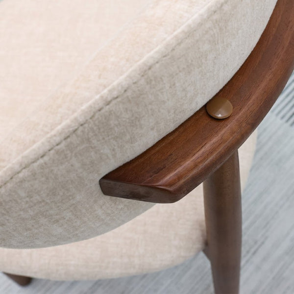 English Elm Light Camel Flannelette Armless Dining Chairs Set of 4 with Walnut Wood Legs T3967P419134