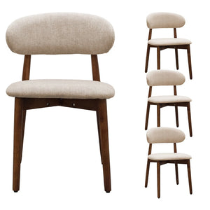 English Elm Light Camel Flannelette Armless Dining Chairs Set of 4 with Walnut Wood Legs T3967P419134