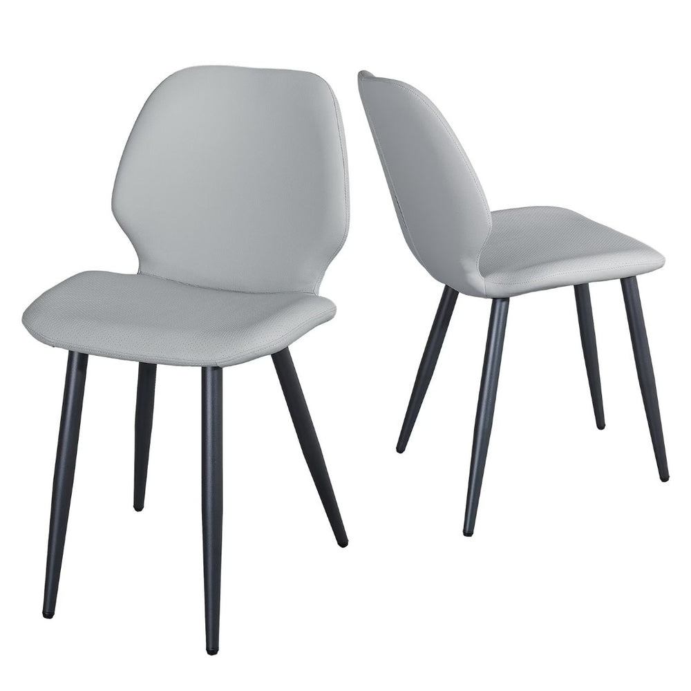English Elm Light Grey Suede Shell Chair Set of 2 with Metal Legs for Modern Dining Spaces T3967P484971