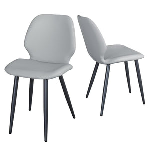 English Elm Light Grey Suede Shell Chair Set of 2 with Metal Legs for Modern Dining Spaces T3967P484971