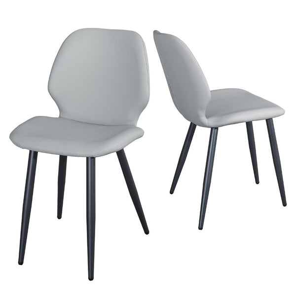 English Elm Light Grey Suede Shell Chair Set of 2 with Metal Legs for Modern Dining Spaces T3967P484971