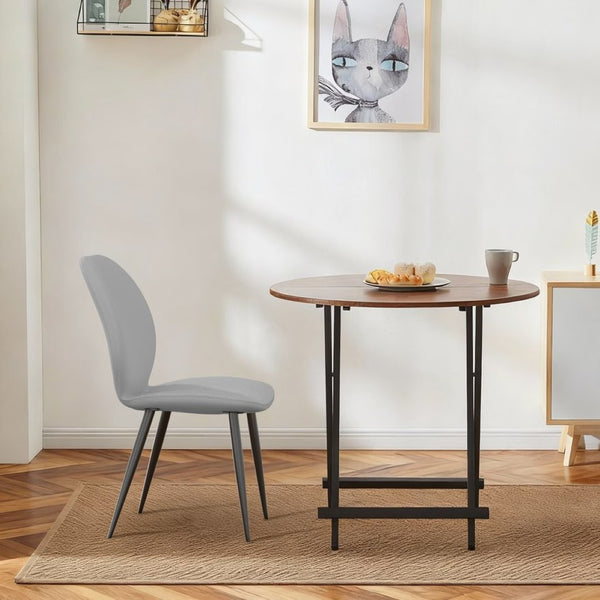 English Elm Light Grey Suede Shell Chair Set of 2 with Metal Legs for Modern Dining Spaces T3967P484971