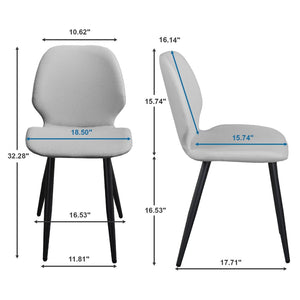English Elm Light Grey Suede Shell Chair Set of 2 with Metal Legs for Modern Dining Spaces T3967P484971