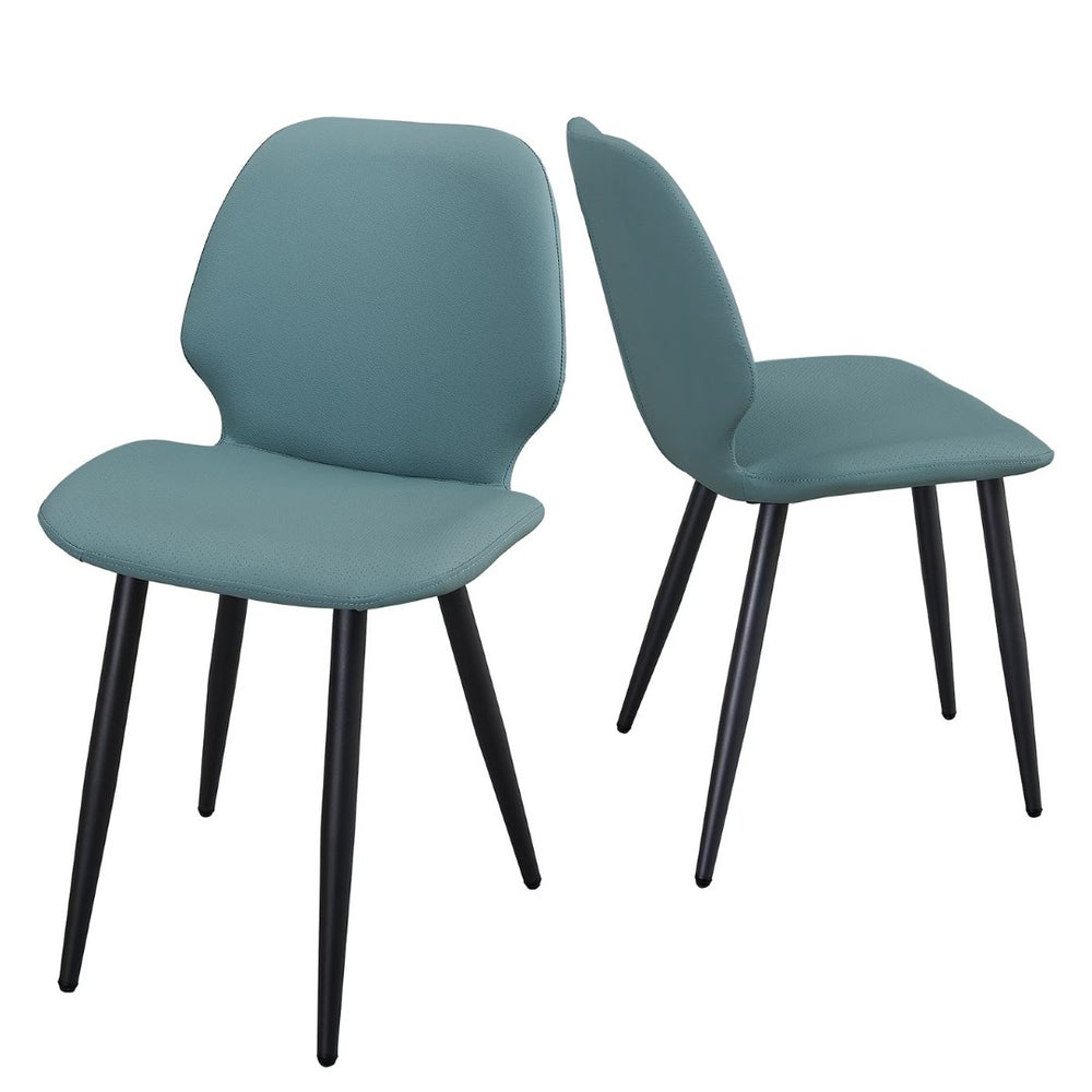 English Elm Green Shell Back Upholstered Dining Chairs Set of 2 with Sleek Metal Legs for Modern Spaces T3967P484993