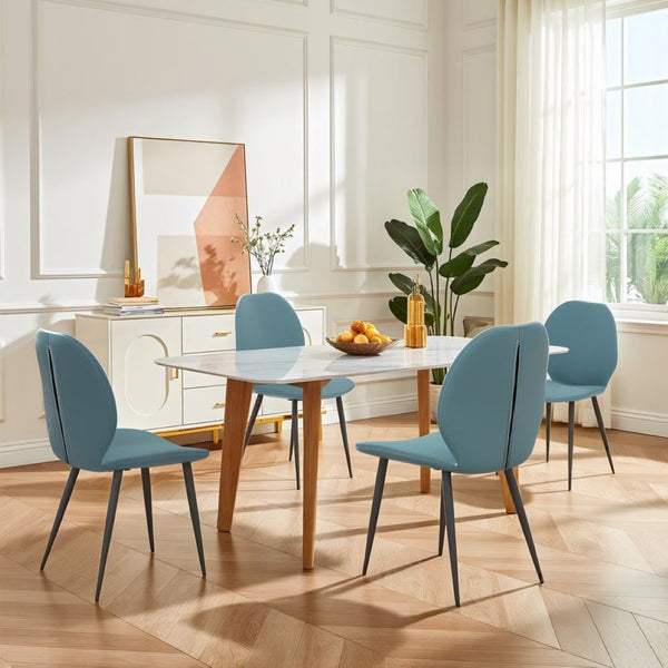 English Elm Green Shell Back Upholstered Dining Chairs Set of 2 with Sleek Metal Legs for Modern Spaces T3967P484993