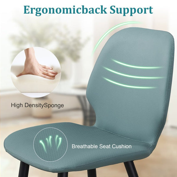 English Elm Green Shell Back Upholstered Dining Chairs Set of 2 with Sleek Metal Legs for Modern Spaces T3967P484993