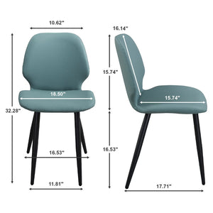 English Elm Green Shell Back Upholstered Dining Chairs Set of 2 with Sleek Metal Legs for Modern Spaces T3967P484993