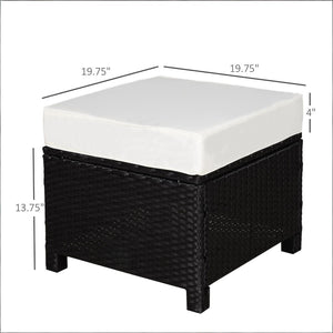English Elm Multipurpose Wicker Patio Ottoman Hand-woven Pe Rattan with Cushioned Outdoor Seat T3971P386553