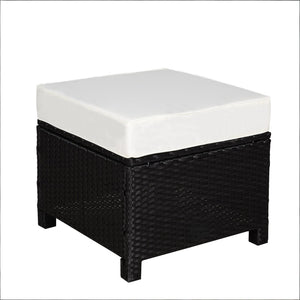 English Elm Multipurpose Wicker Patio Ottoman Hand-woven Pe Rattan with Cushioned Outdoor Seat T3971P386553