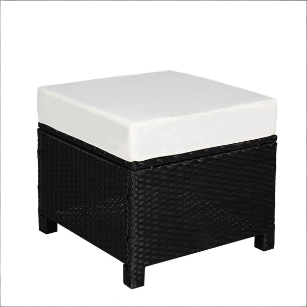 English Elm Multipurpose Wicker Patio Ottoman Hand-woven Pe Rattan with Cushioned Outdoor Seat T3971P386553