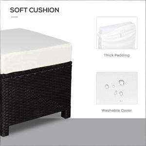 English Elm Multipurpose Wicker Patio Ottoman Hand-woven Pe Rattan with Cushioned Outdoor Seat T3971P386553