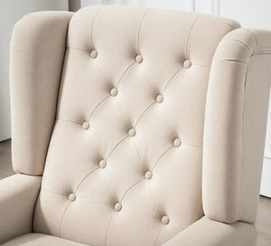 English Elm Button-tufted High Back Lounge Chair with Eucalyptus Legs for Living Room T3971P405181