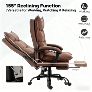 English Elm Luxurious Microfiber High Back Recliner with Massage Heat and Swivel Base for Home Office T3971P409040