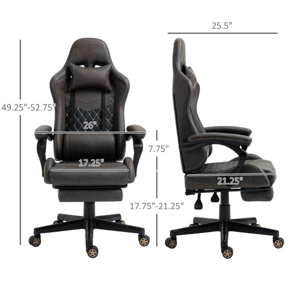 English Elm Pu Leather Gaming Chair High Back Recliner with Footrest Lumbar Support Home Office T3971P410321
