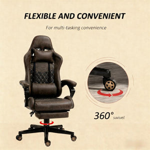 English Elm Pu Leather Gaming Chair High Back Recliner with Footrest Lumbar Support Home Office T3971P410321
