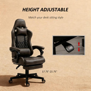 English Elm Pu Leather Gaming Chair High Back Recliner with Footrest Lumbar Support Home Office T3971P410321