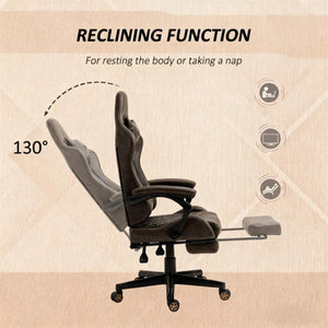 English Elm Pu Leather Gaming Chair High Back Recliner with Footrest Lumbar Support Home Office T3971P410321